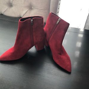 Marc Fisher Red Suede Booties